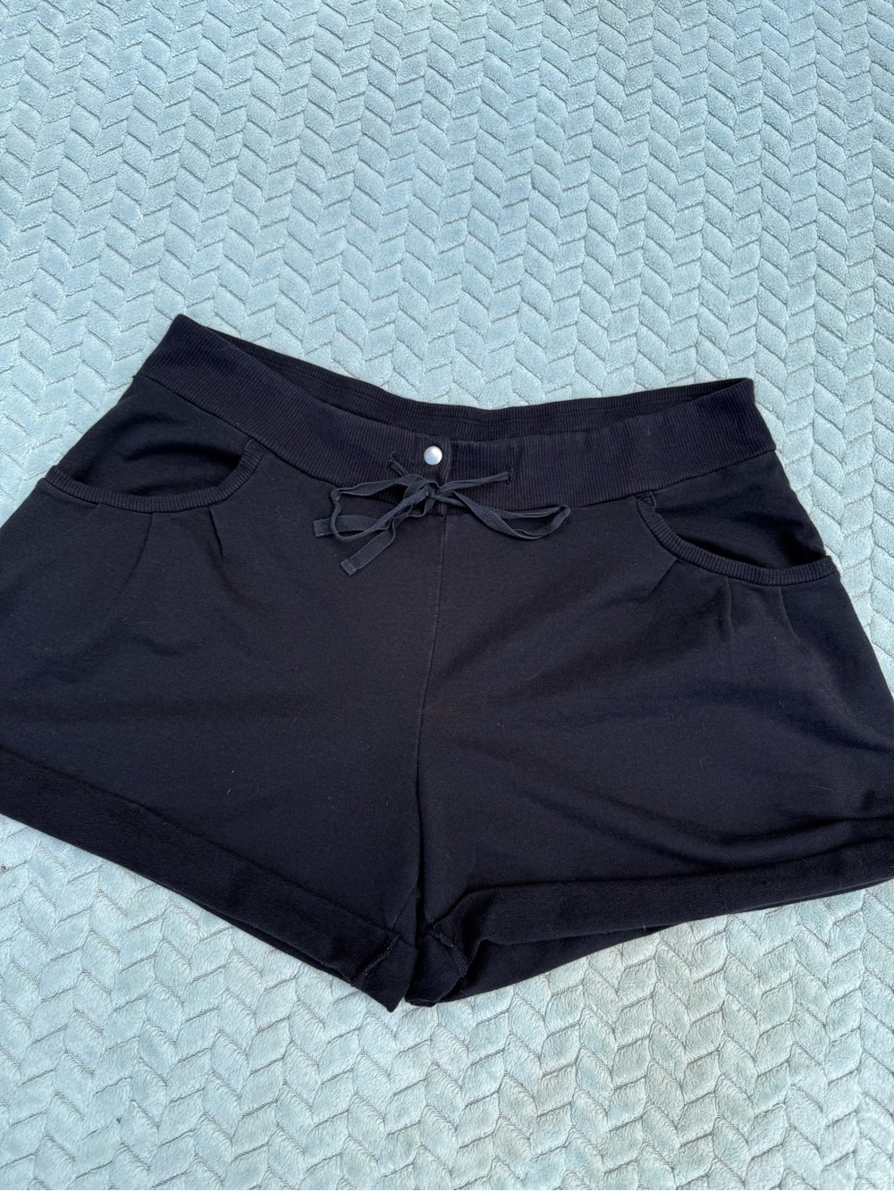 Ann Taylor Loft Navy Blue Women’s Rolled Hem Shorts W/ Elastic Waist & Rouching